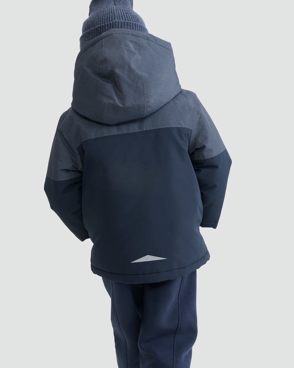 image 1 of F&F Boys Hooded Colour Block Waterproof Ski Jacket in Multi