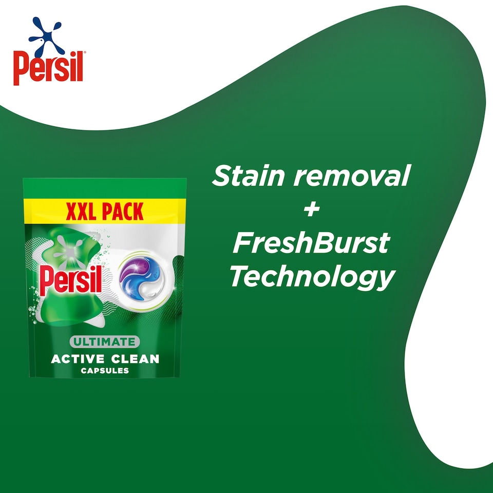 image 1 of Persil Ultimate Active Clean Laundry Washing Detergent Capsules 44 Washes 928g