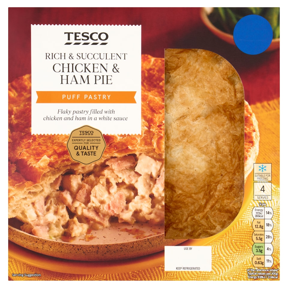 Tesco Chicken and Ham Pie Puff Pastry 500g