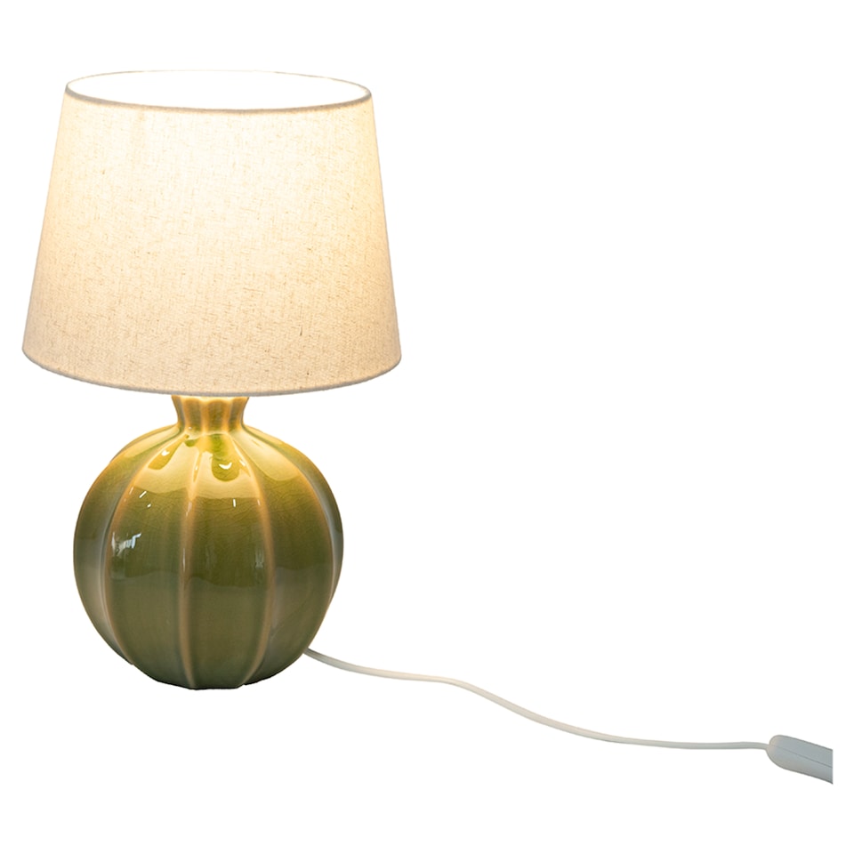 image 1 of F&F Home Green Ribbed Table Lamp