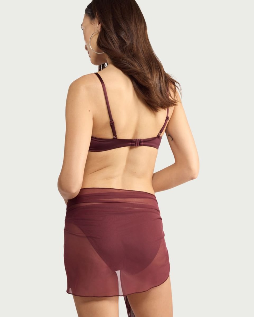 image 1 of F&F Mesh Sarong in Burgundy