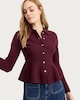 image 1 of F&F Peplum Hem Button Up Cardigan in Purple