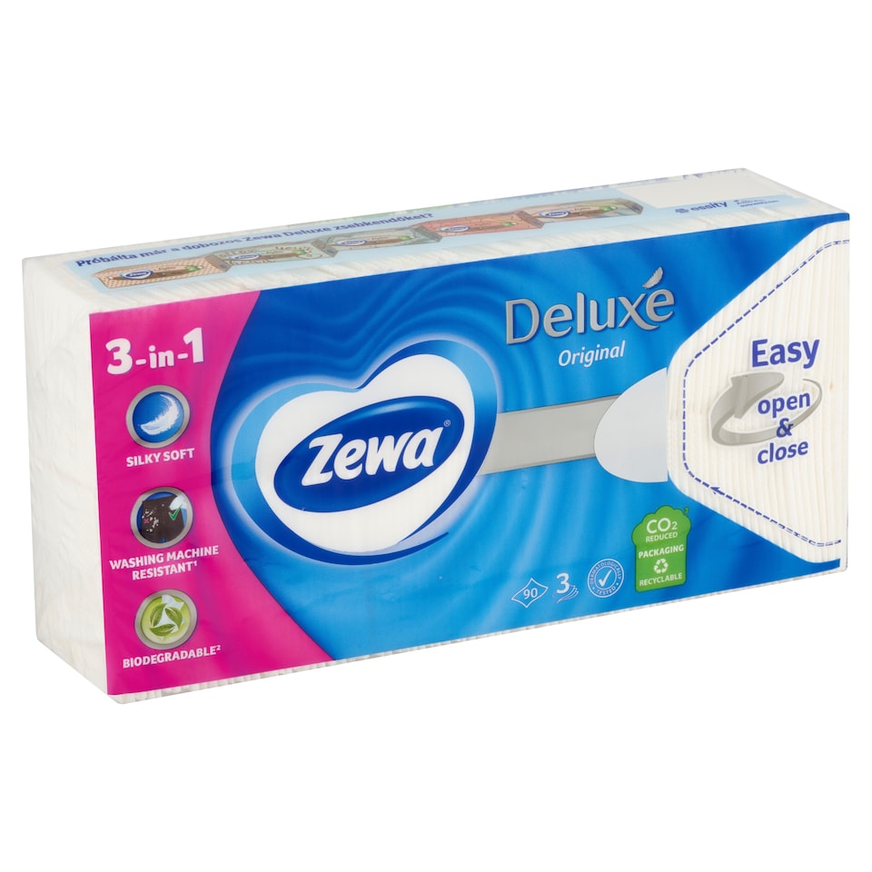 Zewa Deluxe Original illatmentes papír zsebkendő 3 rétegű 90 db  1. kép