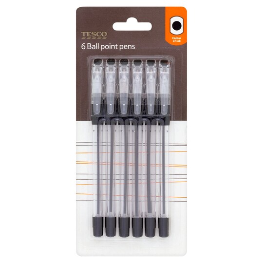 Tesco Classic Ball Pens Black 5 Pack Tesco Groceries