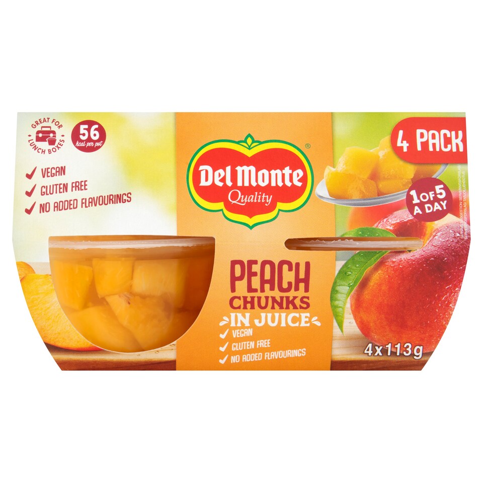 Del Monte Fruit Express Peach Chunks In Juice 4X113g