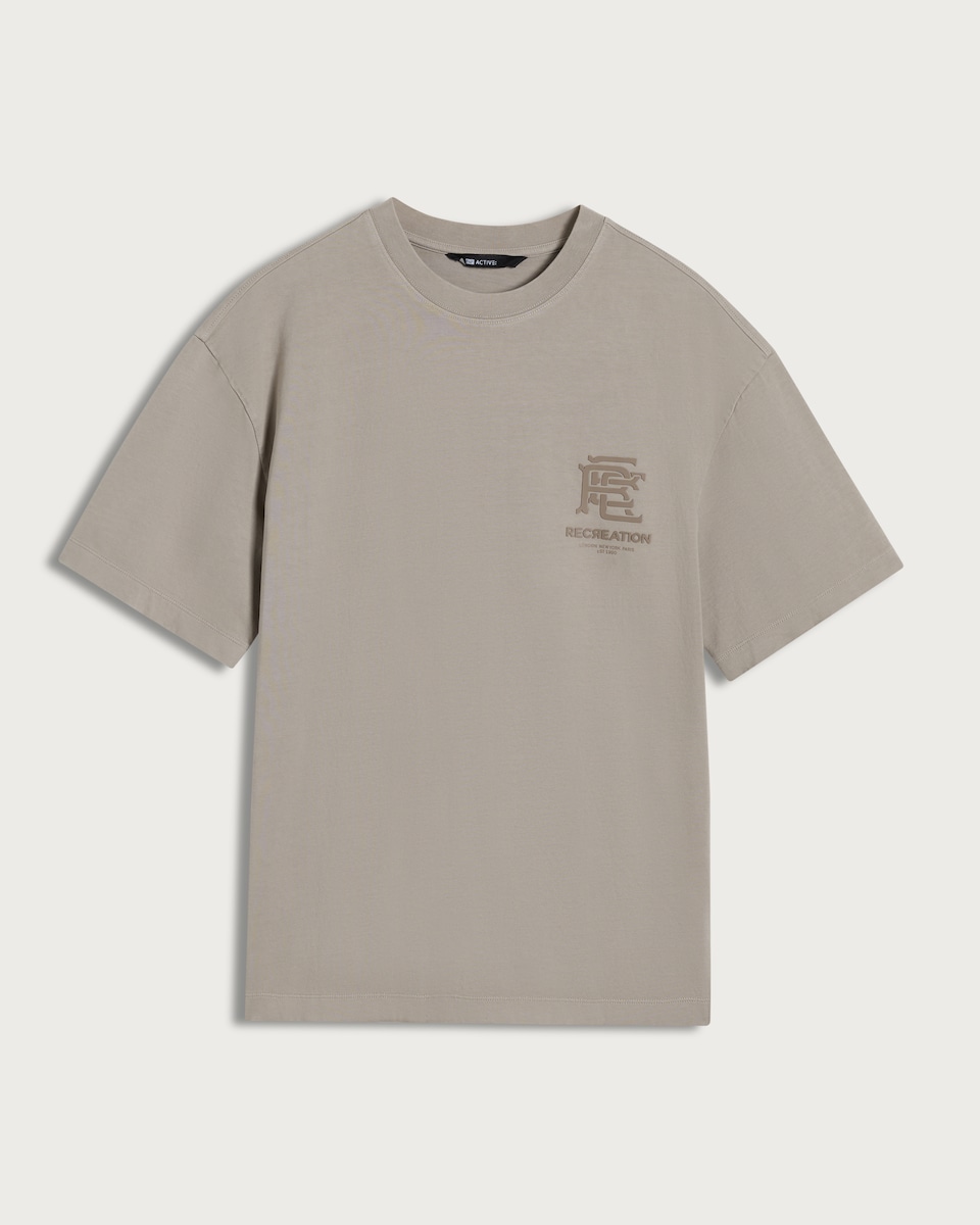 image 1 of F&F Active EVERYHOUR Pure Cotton Short Sleeved Oversized Fit T-Shirt in Grey