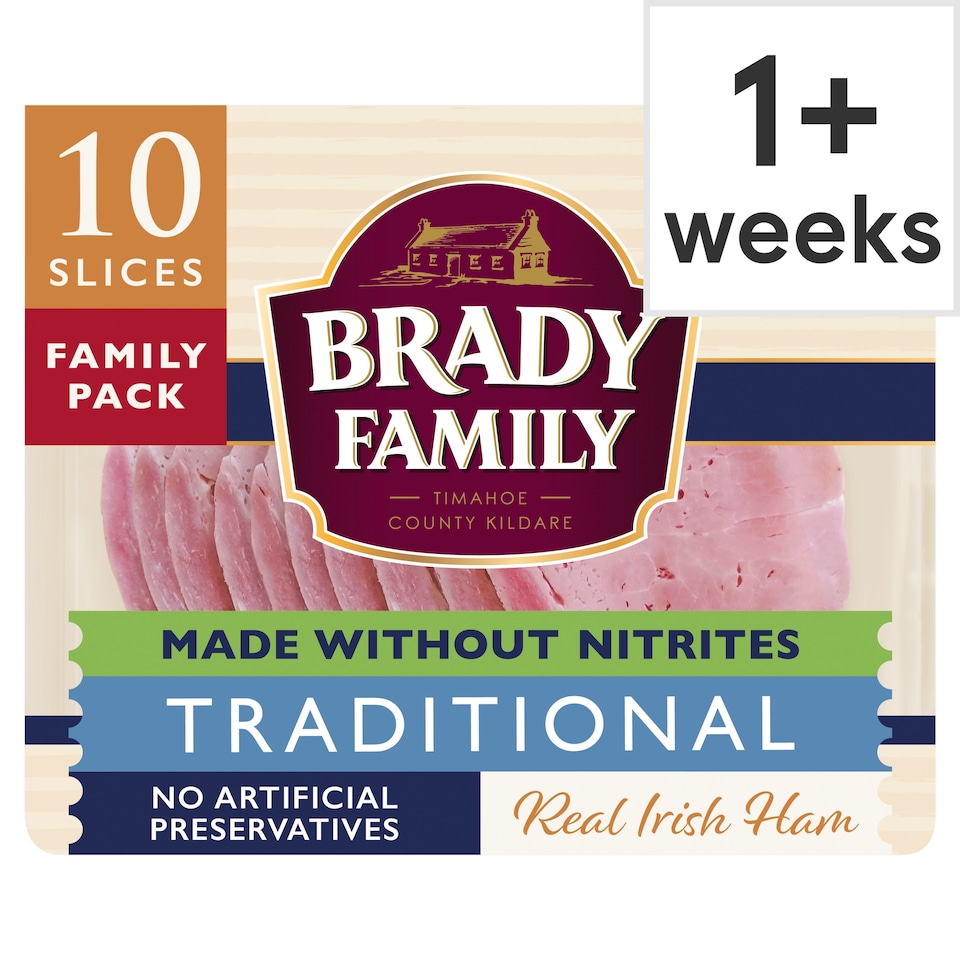 Brady Family Made Without Nitrites Traditional Thinly Sliced Real Irish Ham 120g