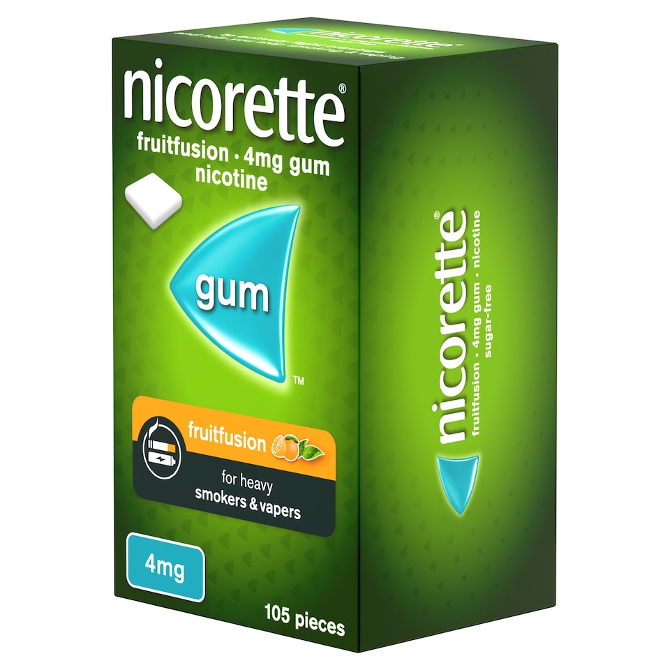 image 1 of Nicorette Stop Smoking Aid 4mg Nicotine Gum - Fruitfusion 105s
