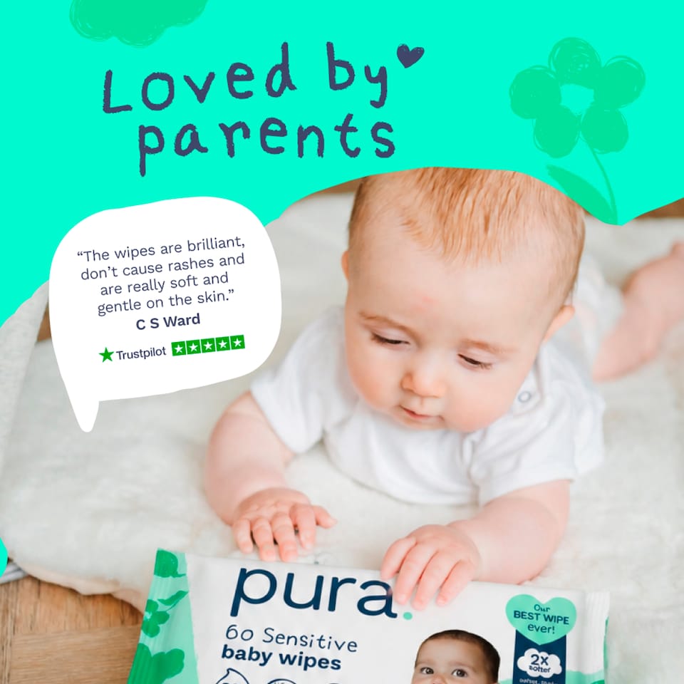 image 1 of Pura Plastic Free Baby Wipes 60pk