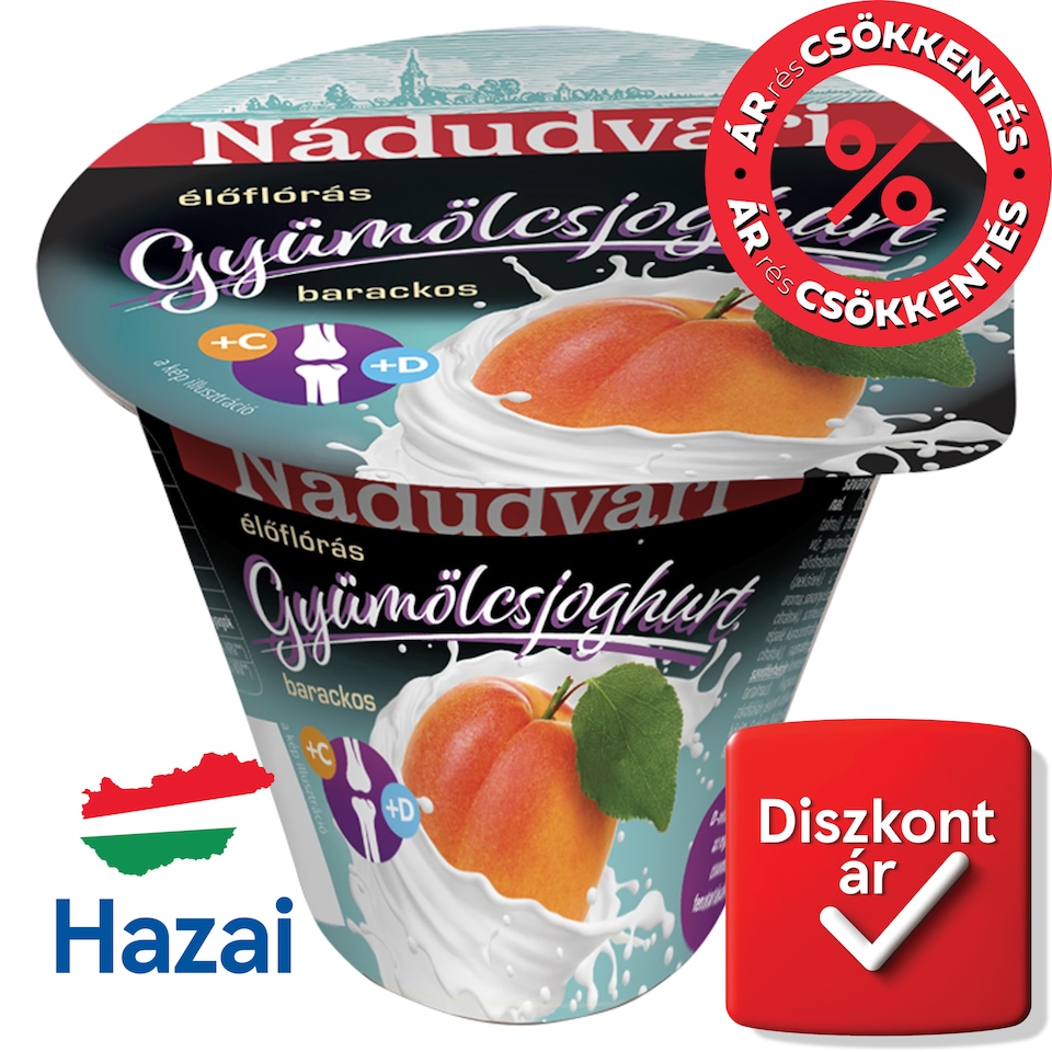 Nádudvari Low-Fat Peach Fruit Yoghurt with Live Cultures 125 g