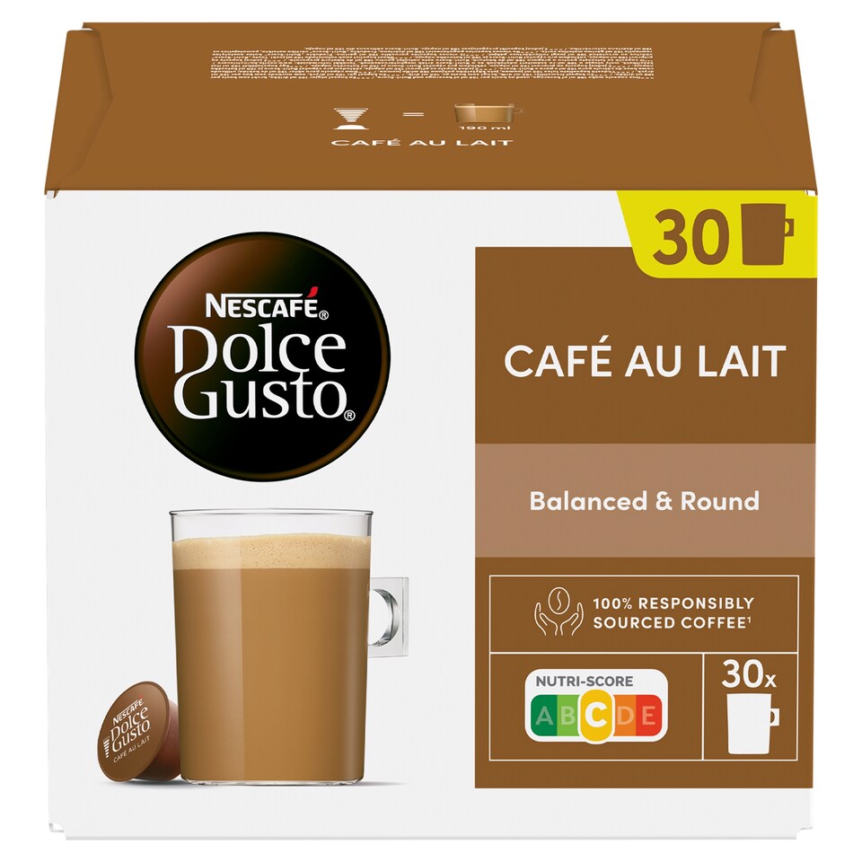 NESCAFÉ Dolce Gusto Café au Lait kapszula teljes tejporral azonnal oldódó kávéval 30 x 10 g (300 g)