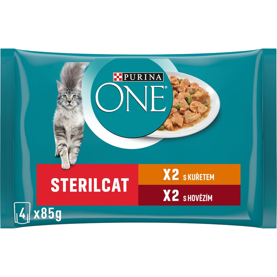 obrázok 1 z Purina ONE Sterilised kapsičky pre mačky kura, hovädzie v šťave 4 × 85 g