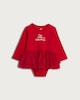 image 1 of F&F Baby Cotton Rich Ribbed My Little Valentine Long Sleeved Bodysuit in Red