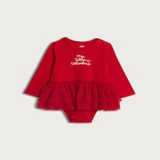 F&F Baby Cotton Rich Ribbed My Little Valentine Long Sleeved Bodysuit in Red