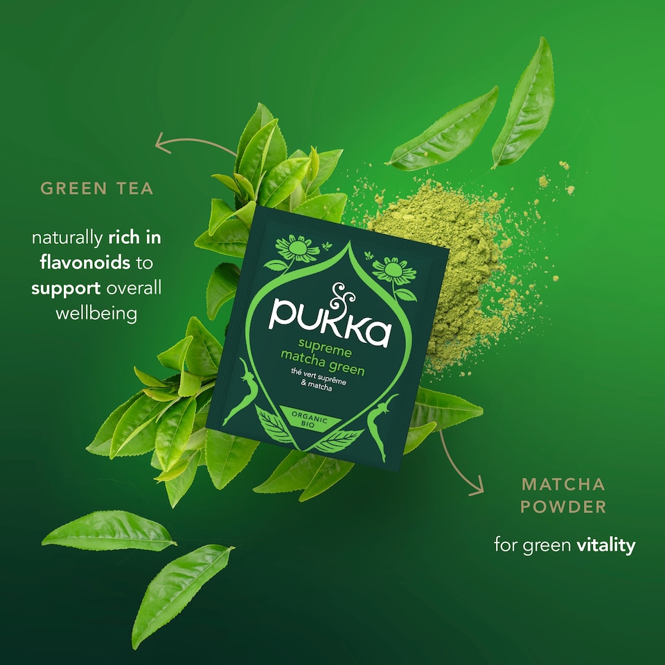 image 1 of Pukka Organic Supreme Matcha Green Herbal Tea 20 Green Tea Bags 30g