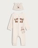 image 1 of Disney Winnie the Pooh 2-Piece Cotton Rich All-in-one and Hat Set in Stone