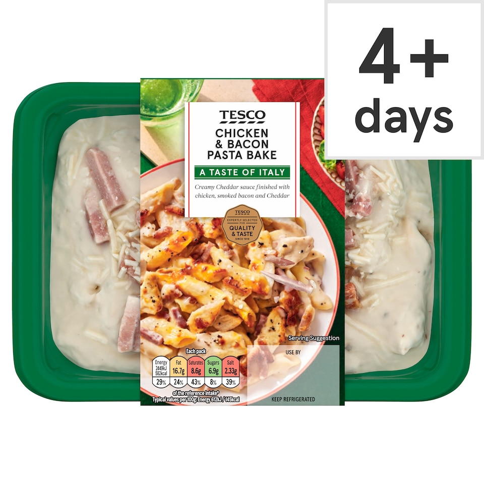 Tesco Chicken & Bacon Pasta Bake 400G