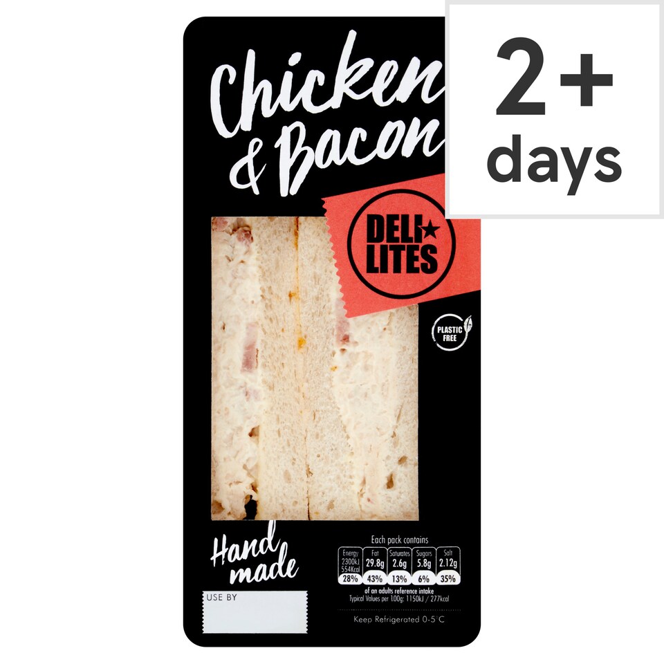 Deli Lites Chicken & Sweetcure Bacon Deepfill Sandwich 194g Tesco