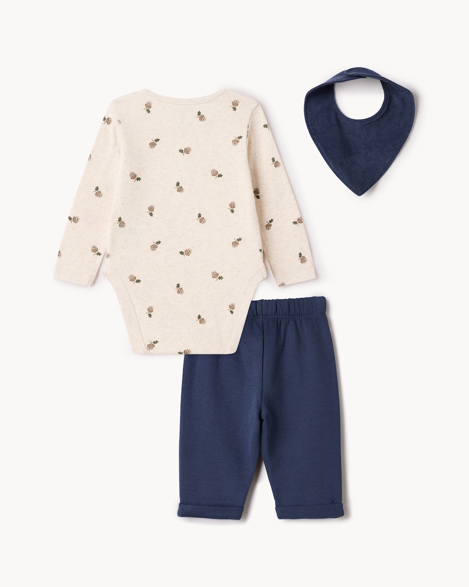image 1 of F&F Baby 3-Piece Cotton Rich Acorn Set in Navy