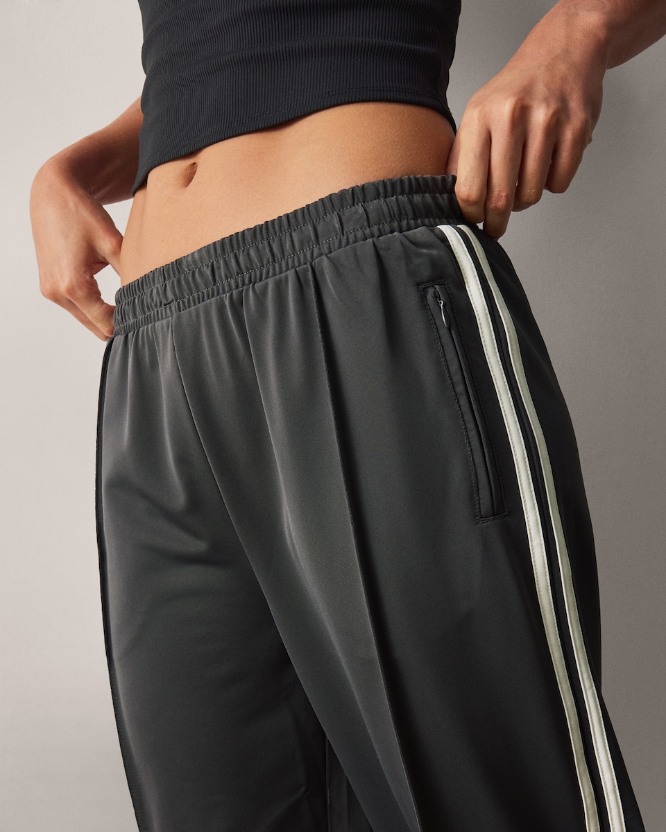 image 1 of F&F Active AFTERCLASS Side Stripe Wide Leg Joggers in Chocolate