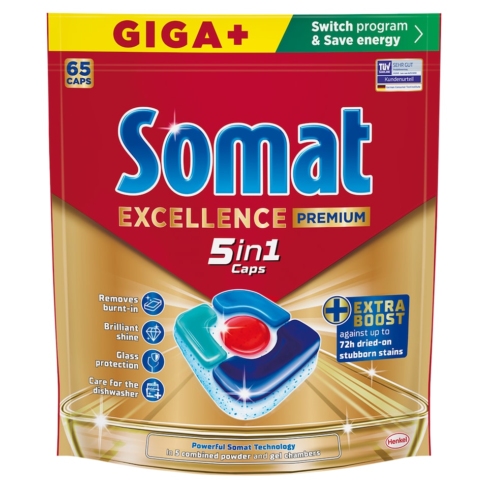 image 1 of Somat Excellence Premium 5in1 Dishwasher Capsules 65 pcs 1267.5 g
