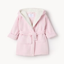 F&F Girls Fleece Hooded Dressing Gown in Pink
