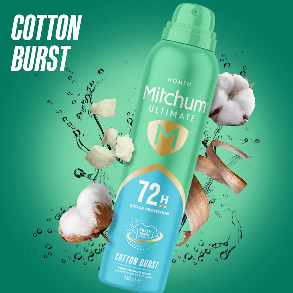 image 1 of Mitchum Ultimate 72H Cotton Burst Anti Perspirant & Deodorant 250ml