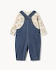 image 2 of F&F Baby 2-Piece Pure Cotton Bear Dungaree Set in Blue