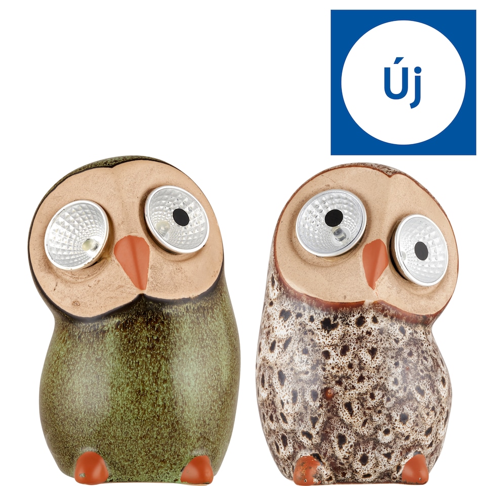 Pro Garden napelemes porcelán bagoly 9 x 9 x 14,5 cm