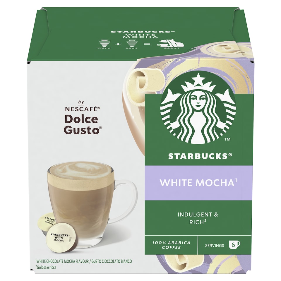 image 1 of Starbucks by Nescafe Dolce Gusto White Mocha Coffee Pods x12 123g