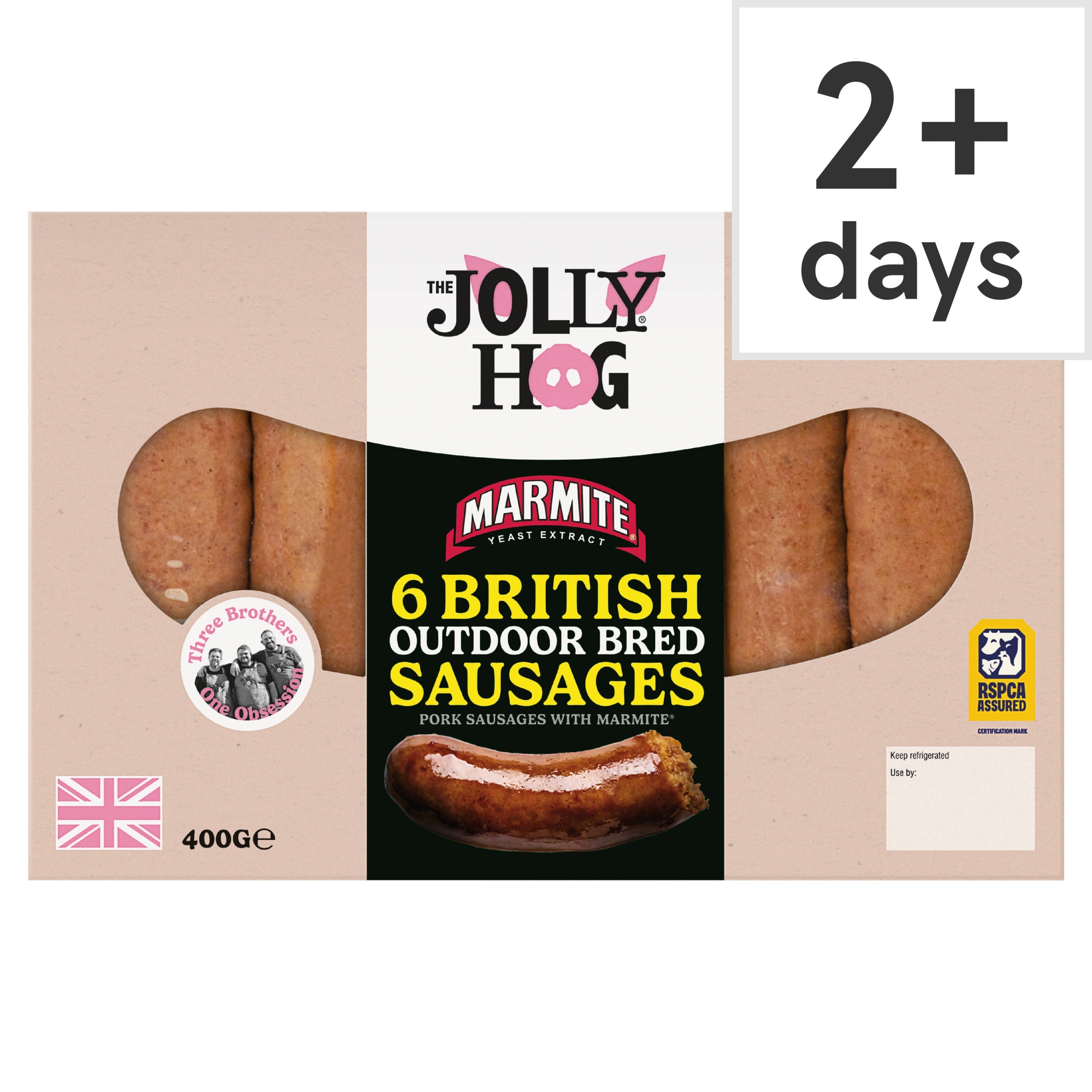 The Jolly Hog Marmite 6 British Outdoor Bred Sausages 400g