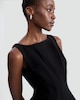 image 2 of F&F Ponte Sleeveless Pleated Dress in Black