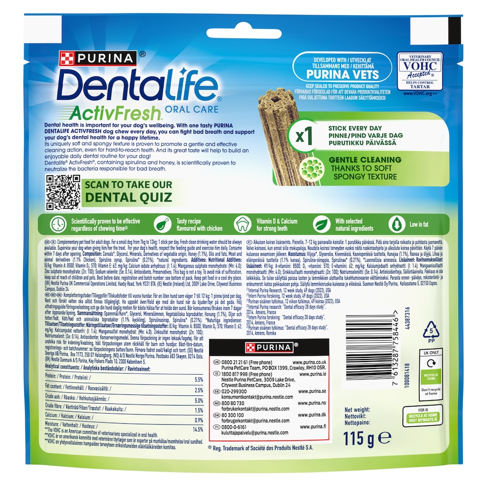image 1 of DENTALIFE ActivFresh Small Dental Chicken Dog Chews 7 Sticks