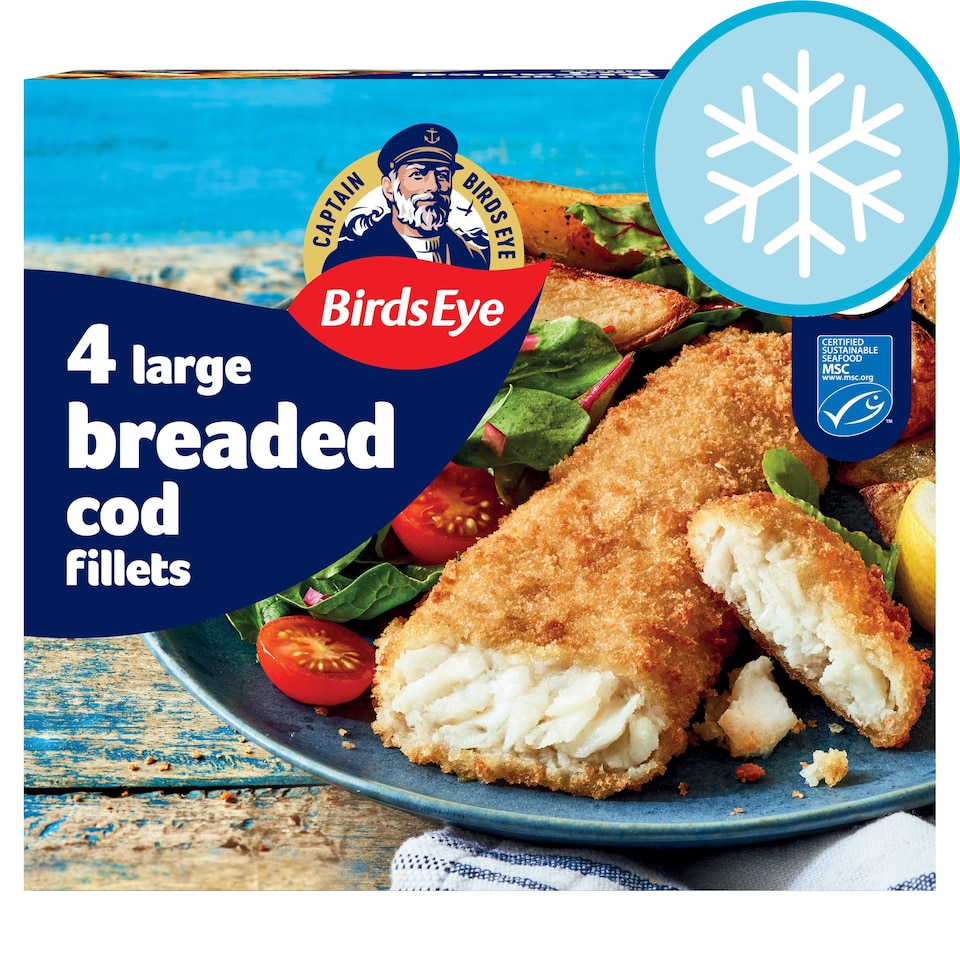 image 1 of Birds Eye 4 Large Breaded Cod Fillets 440G
