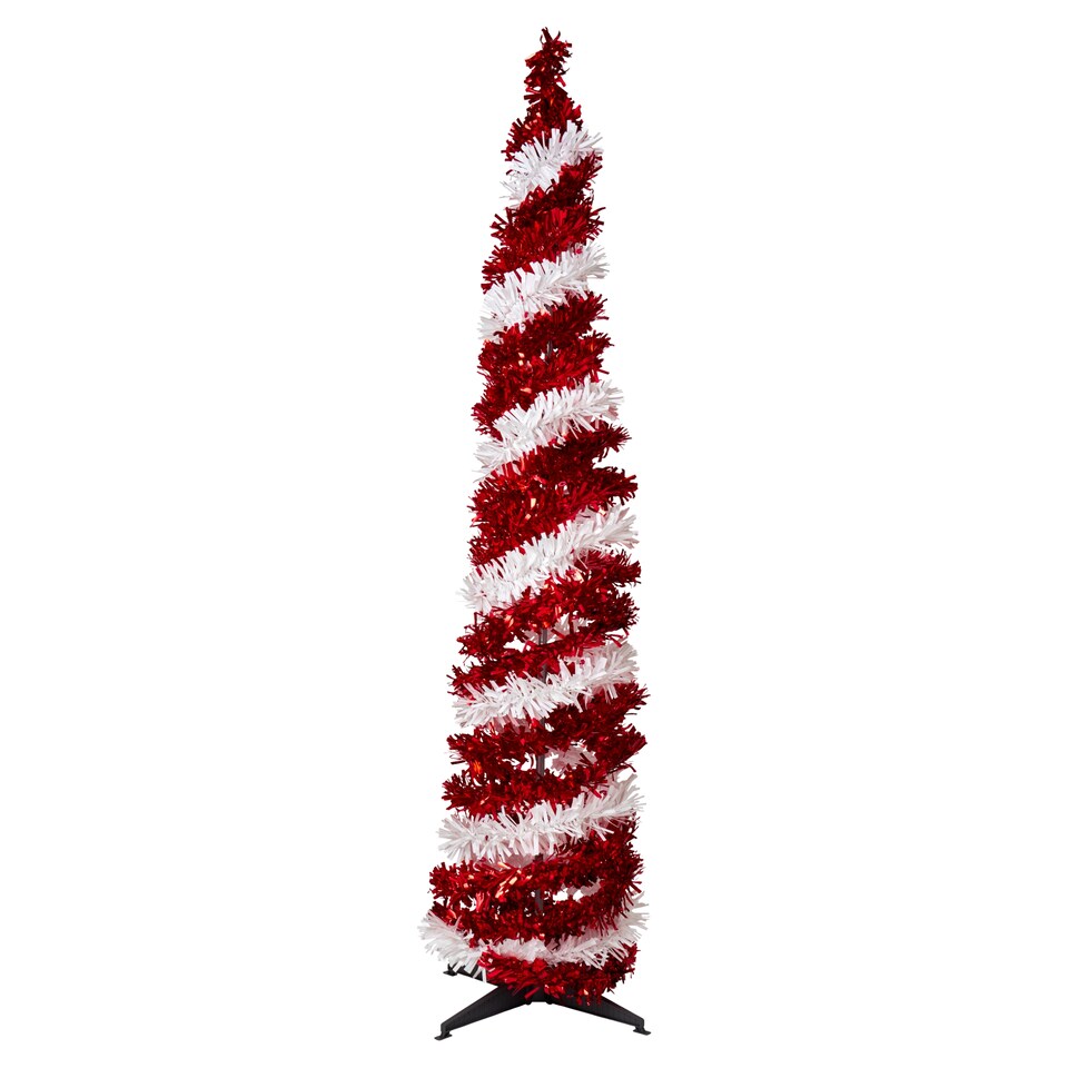 image 1 of Tesco 6FT Pop Up Candy Cane Christmas Tree