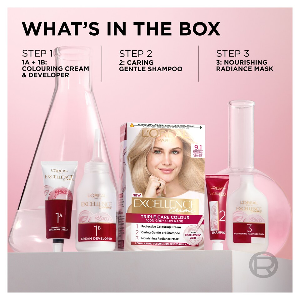 image 1 of L'Oreal Paris Excellence Creme 9.1 Natural Light Ash Blonde Permanent Hair Dye