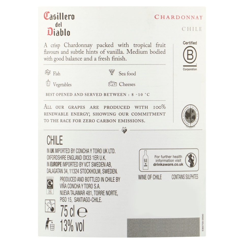 image 1 of Casillero Del Diablo Chardonnay 75Cl