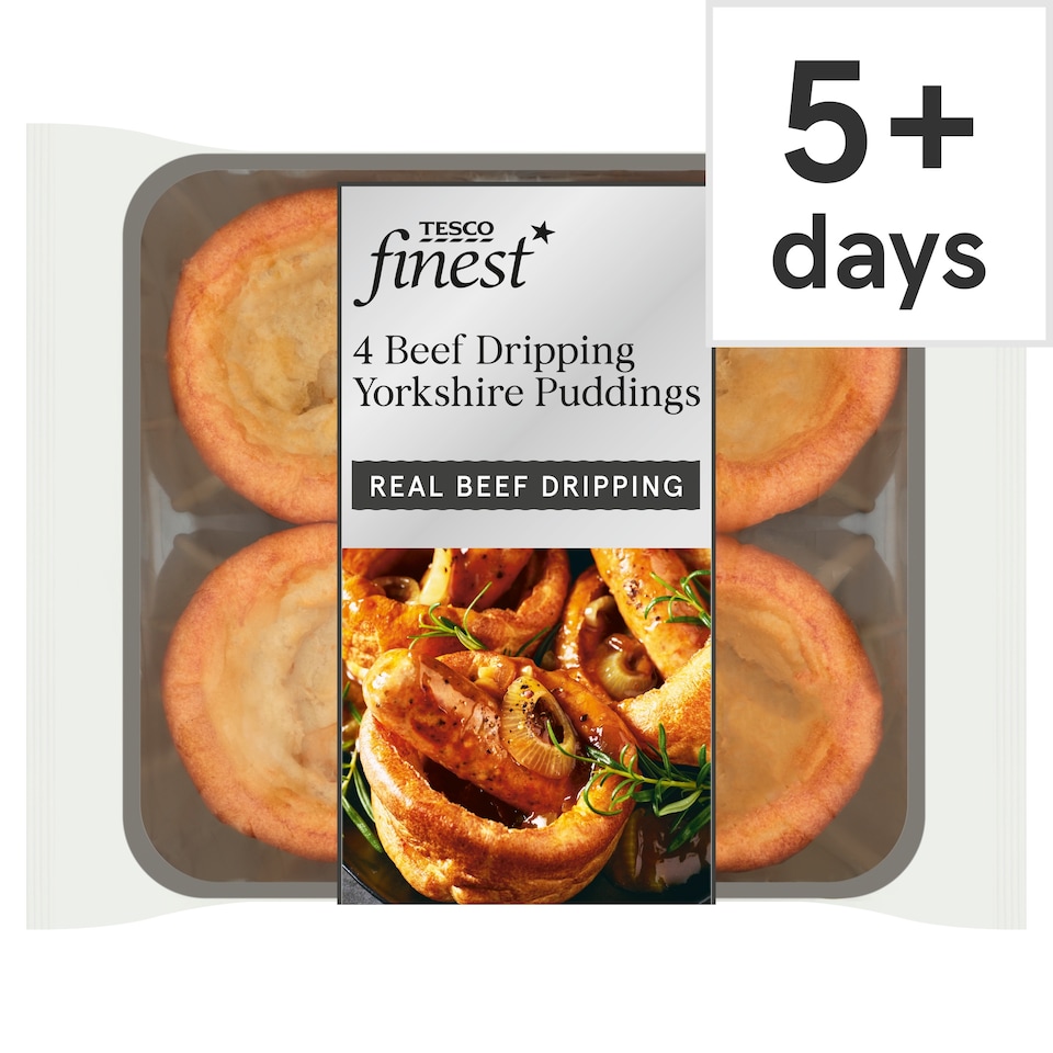 Tesco Finest 4 Beef Dripping Yorkshire Puddings 190G