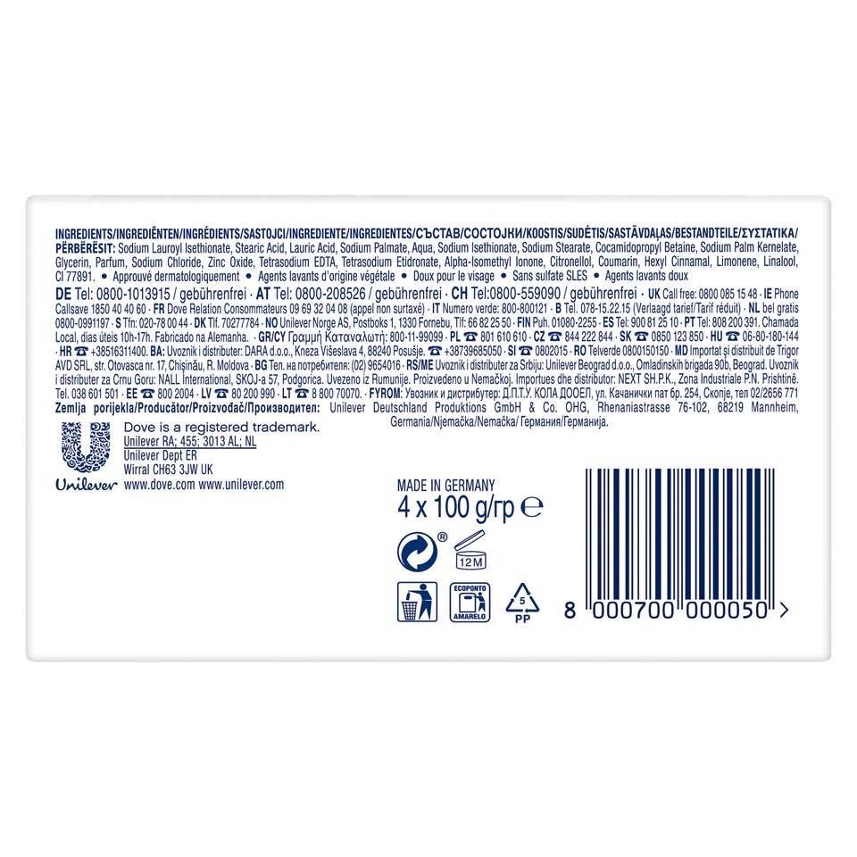 image 1 of Dove Original Bar Soap 4X100g