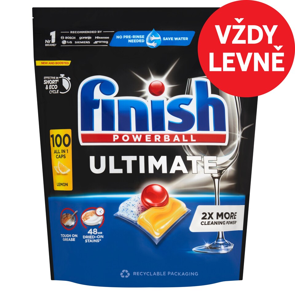 Obrázek 1 pro produkt Finish Ultimate kapsle do myčky nádobí - Lemon 100 ks