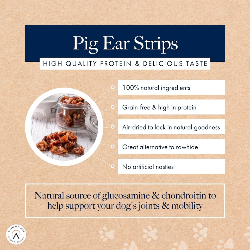 image 1 of Hollings Pig Ear Strips Natural Dog Treats 150g