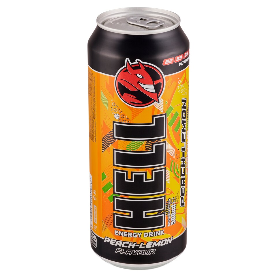 Obrázek 1 pro produkt Hell Peach-Lemon sycený nealkoholický nápoj 500ml