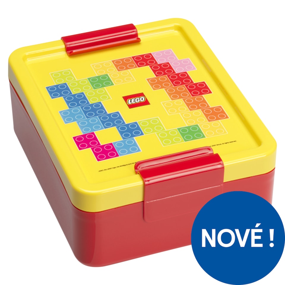 Lego Brick Pattern Red/Yellow krabička na oběd 170 x 135 x 69 mm