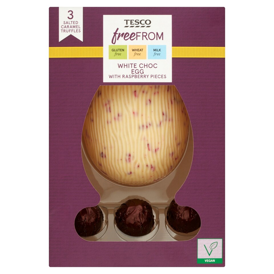 Tesco Free From White Chocolate And Raspberry Egg And Truffels 120G