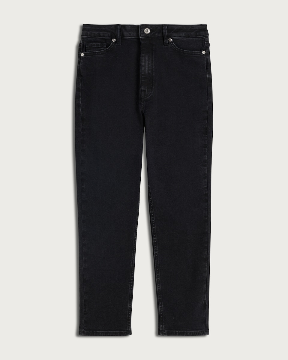 image 1 of F&F High Rise Slim Ankle Grazer Jeans in Black