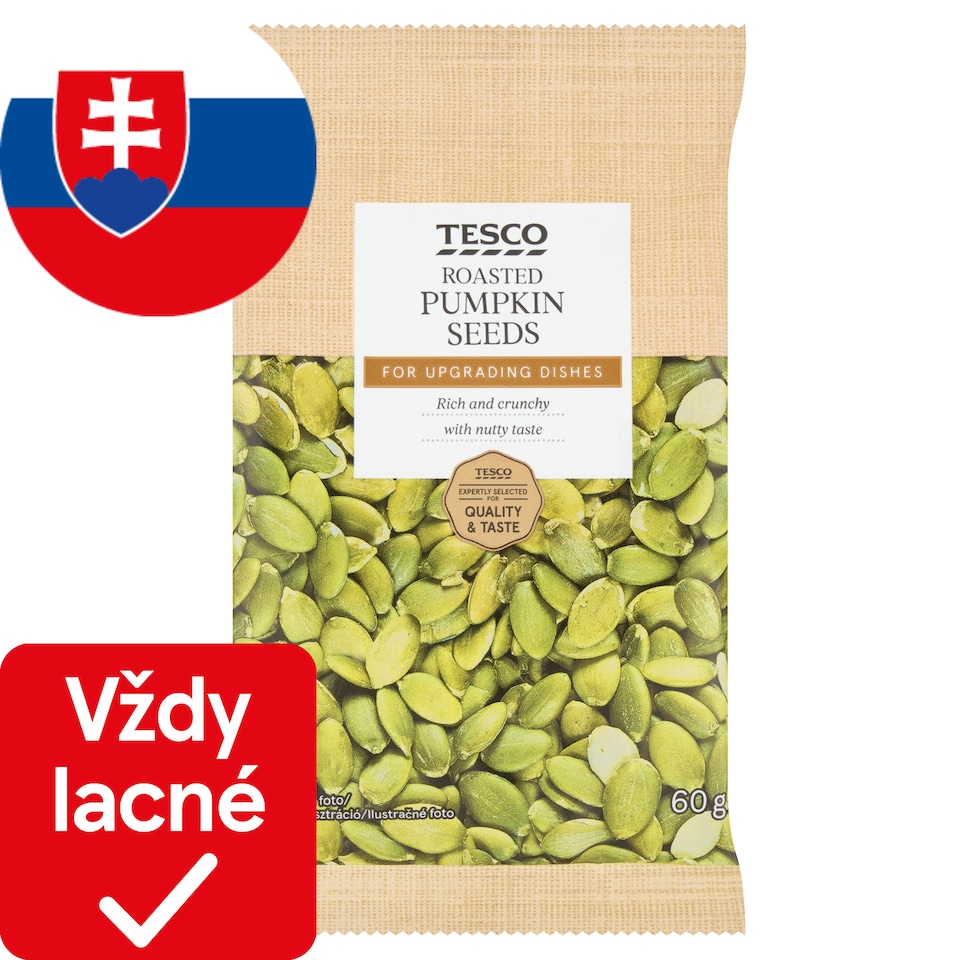 Tesco Semená tekvice bezšupkovej pražené 60 g
