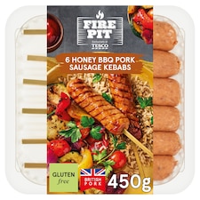Tesco Fire Pit 6 Honey BBQ Pork Kebabs 450g