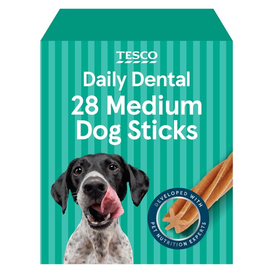 Tesco 28 Dental Sticks Medium Dog 720G Tesco Groceries