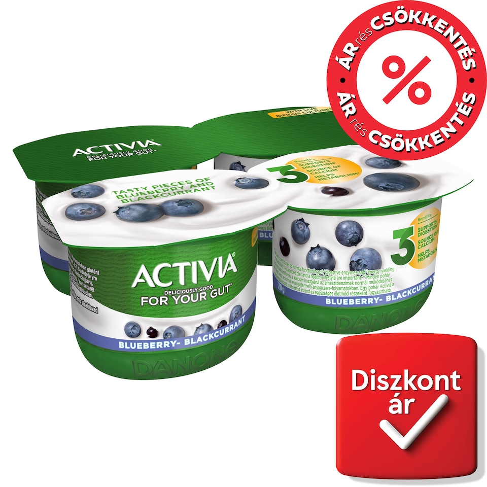 Danone Activia élőflórás áfonyás-feketeribizlis joghurt 4 x 120 g (480 g)