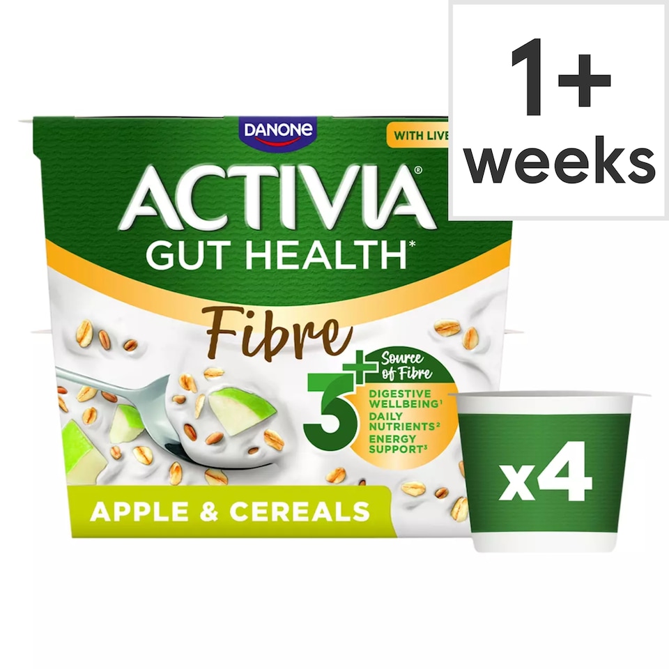image 1 of Activia Fibre Gut Health Yoghurt - Apple & Cereals 4x115g